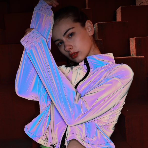 Tecido reflexivo arco-íris brilhante