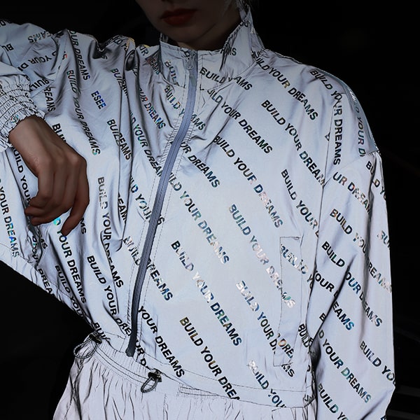 Tecido reflexivo elástico prateado