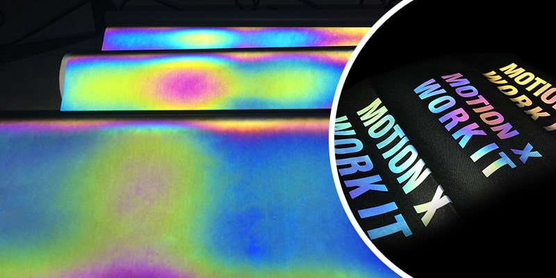 5cm Heat Transfer PU Elastic Reflective Rainbow Tape Black Stretch Strip  For Waterproof Fabrics DIY By Iron