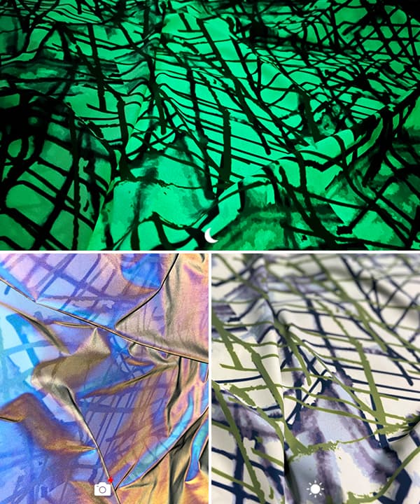 非蓄光プリントパターンの蓄光生地