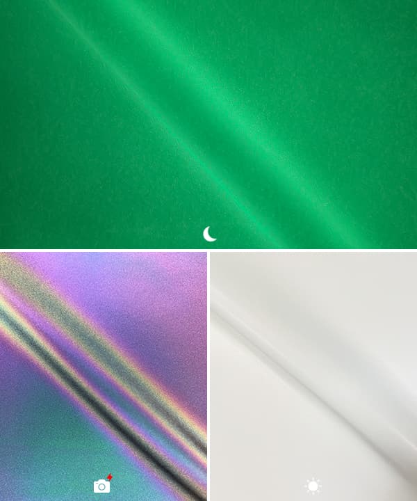 暗闇で光るレインボー反射生地