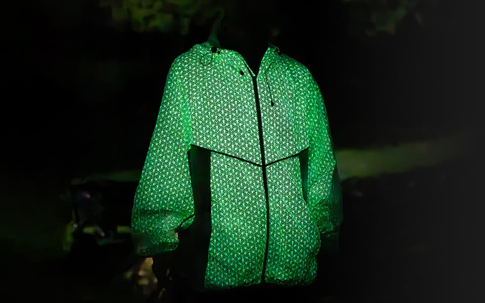 暗闇で光るファッションプリントの衣類