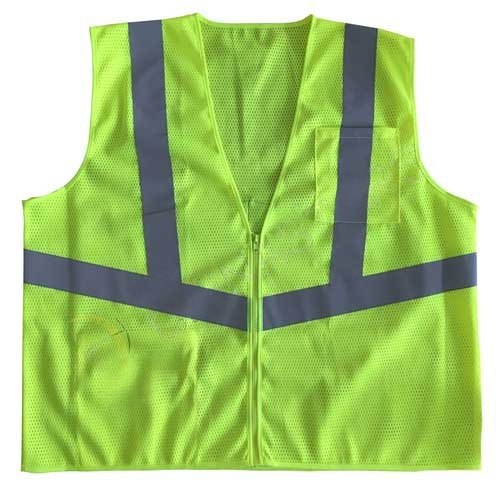 Mesh reflective safety vest with with zipper closure