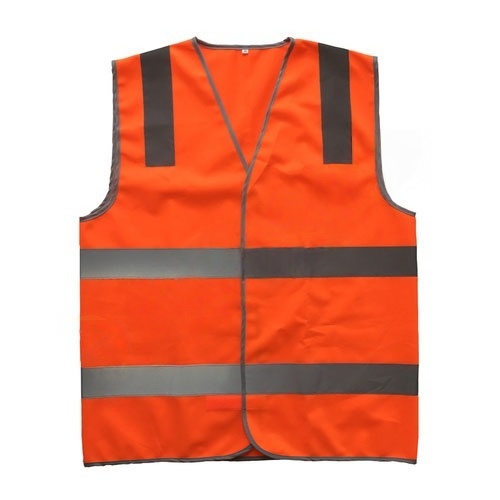 Fluoresent orange reflective vest with polyster