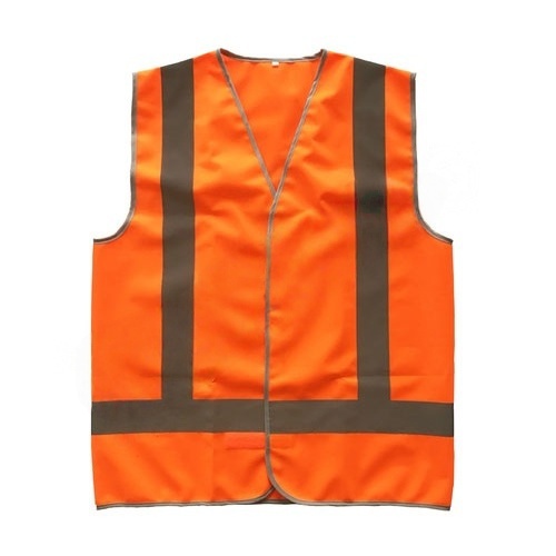 Fluorescent orange reflective vest with X reflective strips 