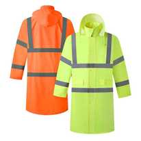 Capa de chuva refletiva ANSI 107 e EN 20471 Classe 3 com zíperes e botões de pressão