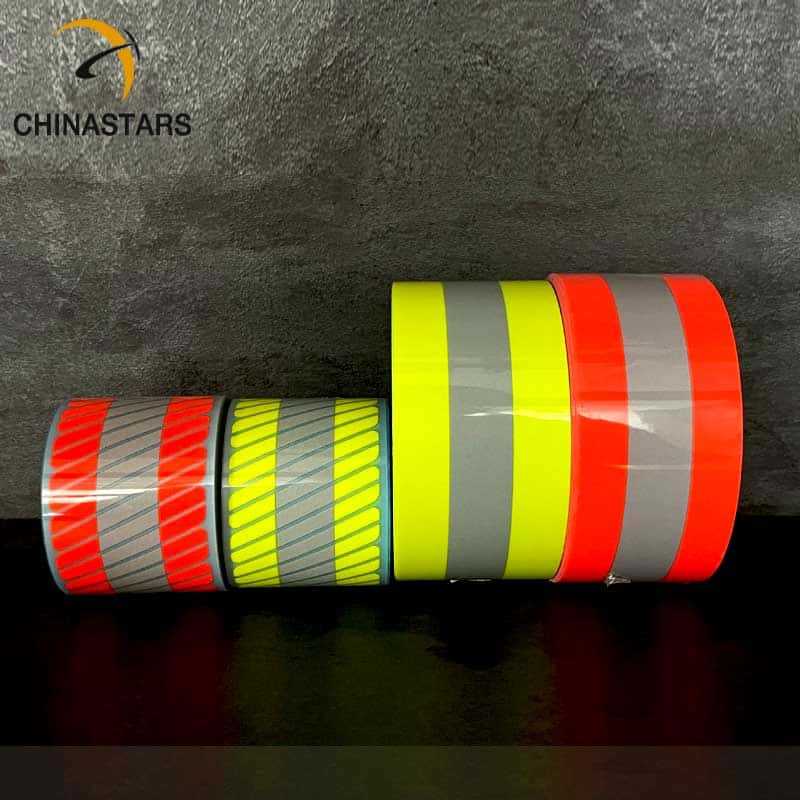 Flame resistant yellow-silver heat transfer reflective tape