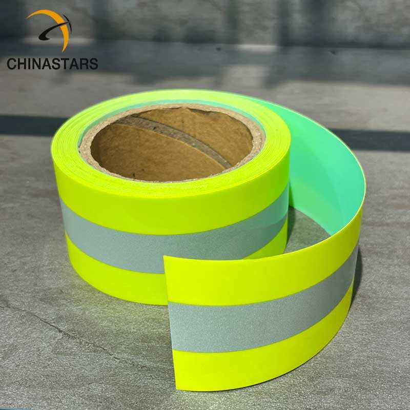 Flame resistant yellow-silver heat transfer reflective tape