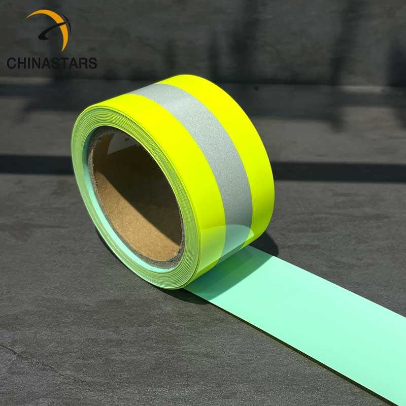 Flame resistant yellow-silver heat transfer reflective tape