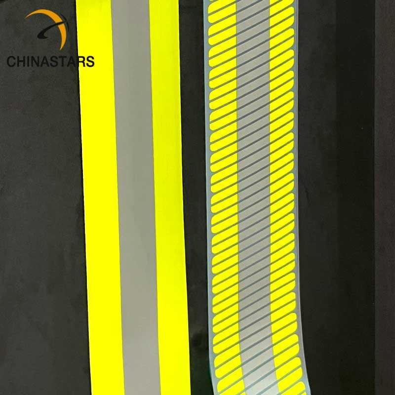 Flame resistant yellow-silver heat transfer reflective tape