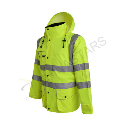 CSW-007 Fluorescent yellow raincoat with multi-pockets | Chinastars