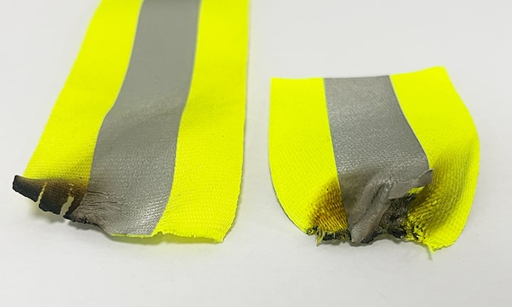 Flame-Retardant Reflective Webbing: Burn Test Comparison