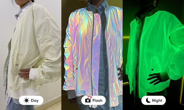 iridescent rainbow reflective fabric for fashion clothing jacket